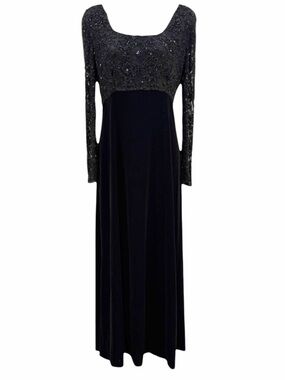 Vintage Stenay Embellished Velour Evening Gown